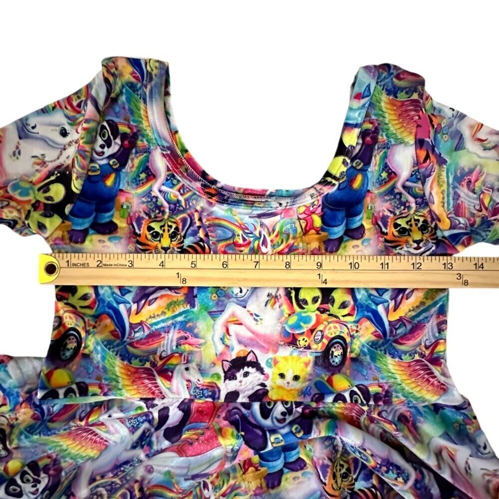 Wild Rich Kids twirl Dress youth size 9/10 Lisa Frank velvet unicorn cat pegasus - Picture 7 of 9